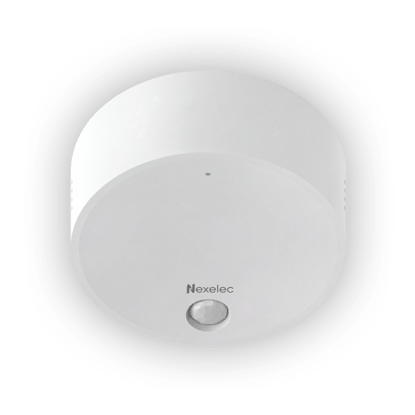 White VISTA MOVE wireless occupancy sensor, low-angle view of the housing and PIR detector